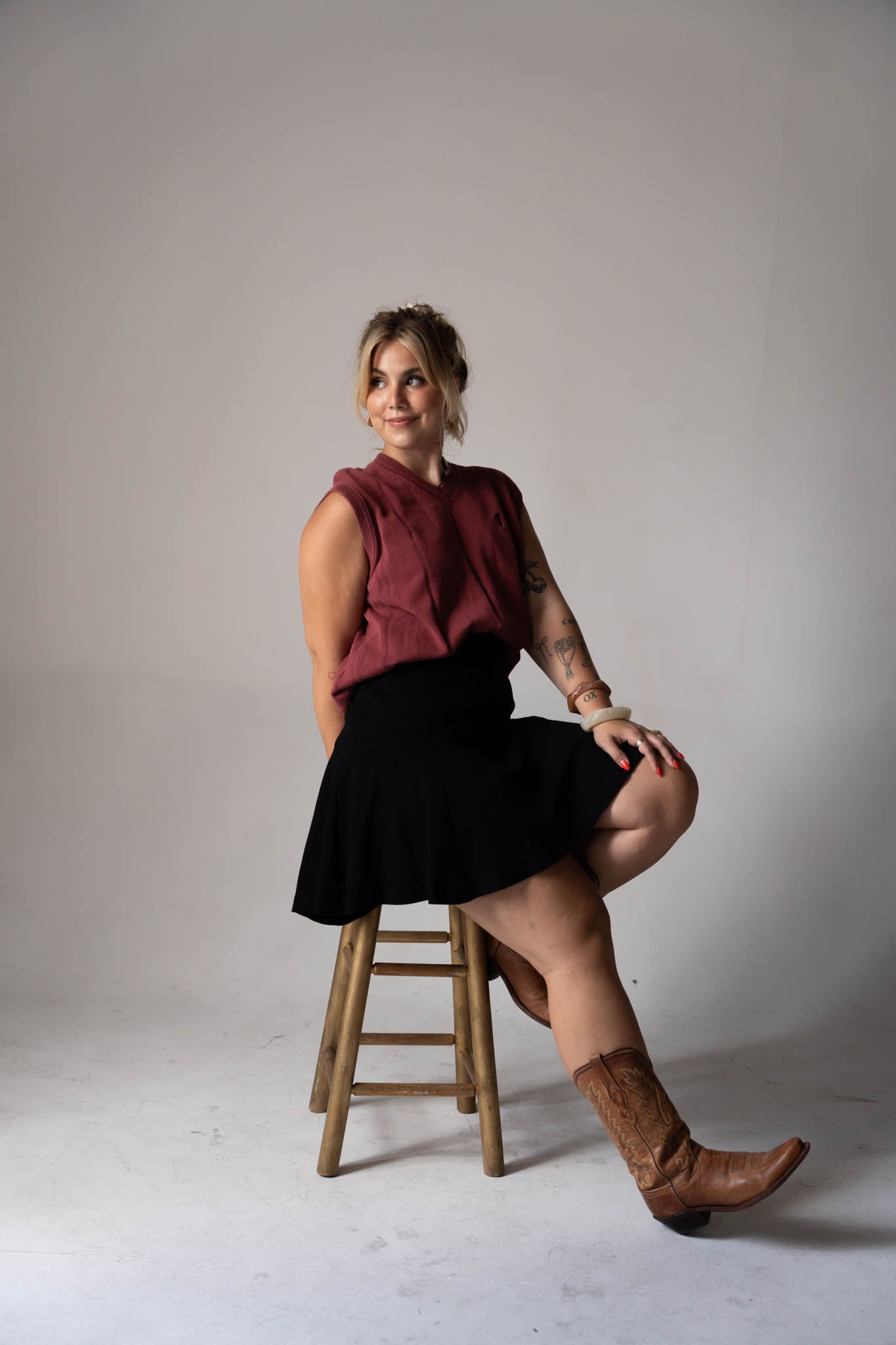 Black Pleated Twirl Skirt
