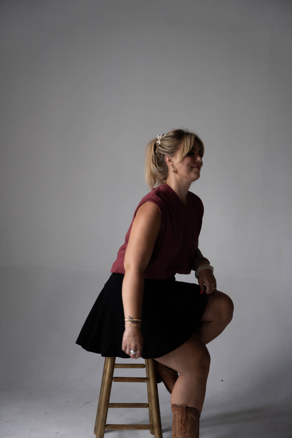 Black Pleated Twirl Skirt