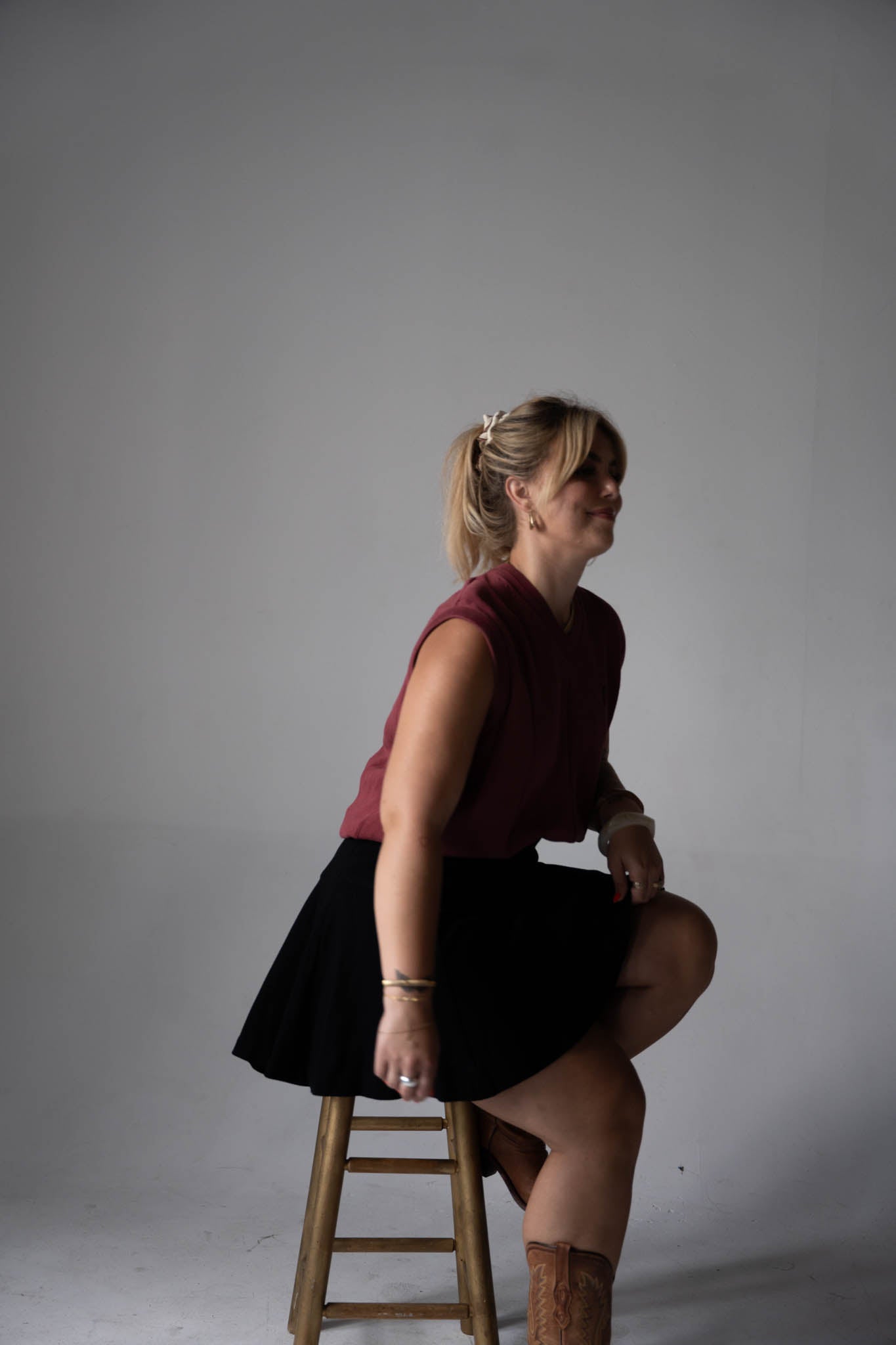 Black Pleated Twirl Skirt