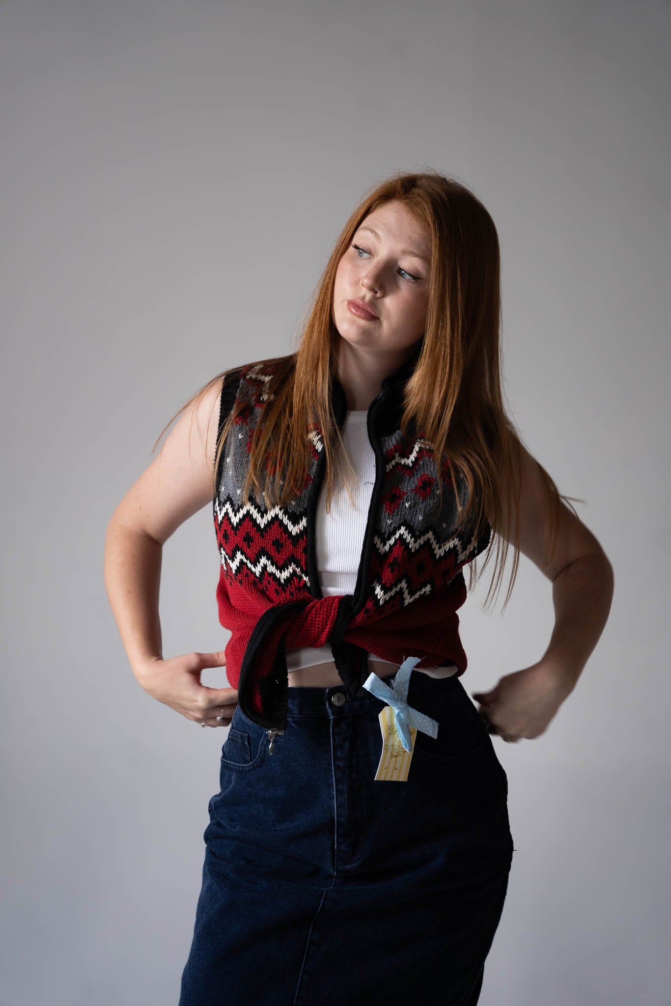 Full Length Zip Sleeveless Sweater