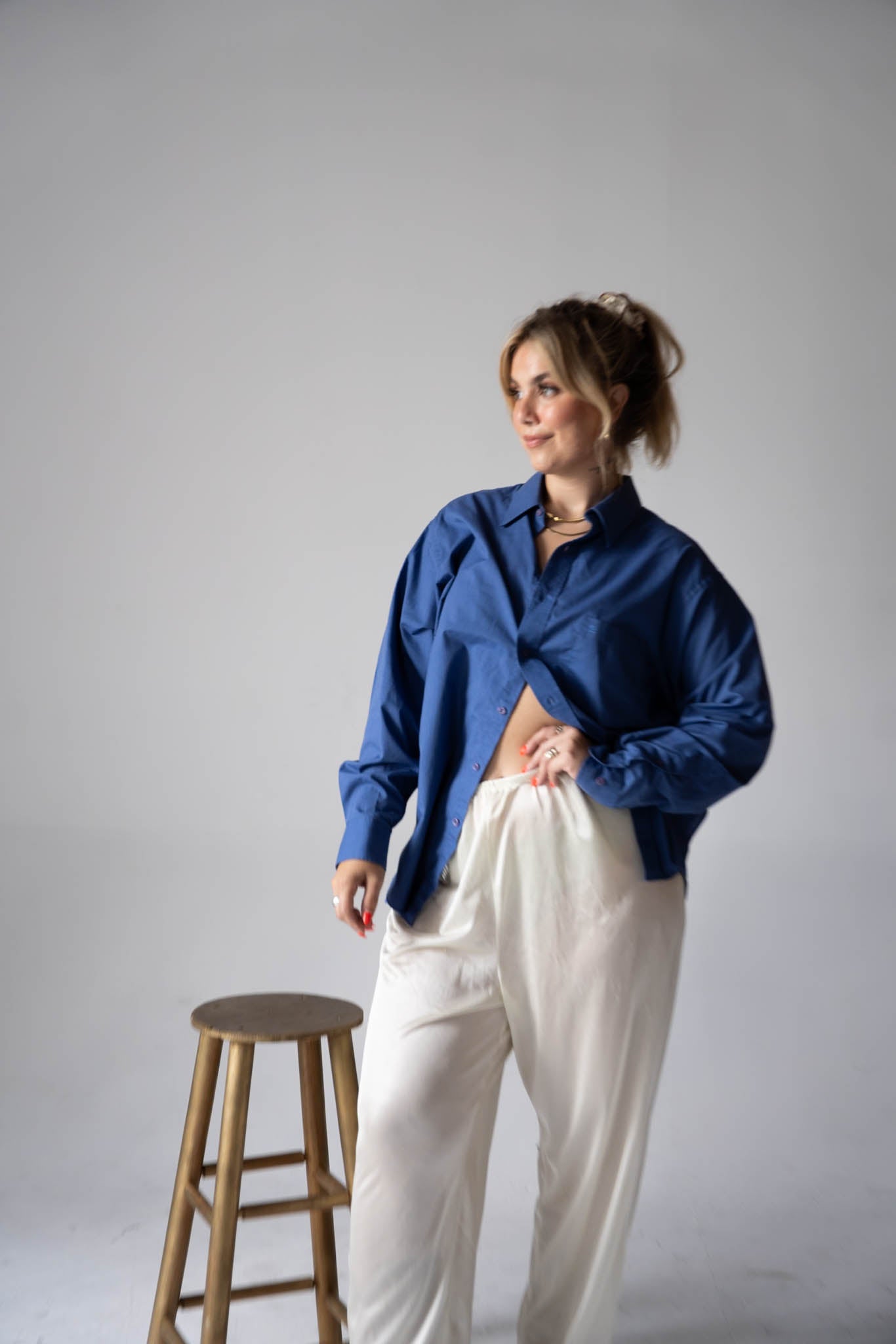 Deep Blue Button Down Top