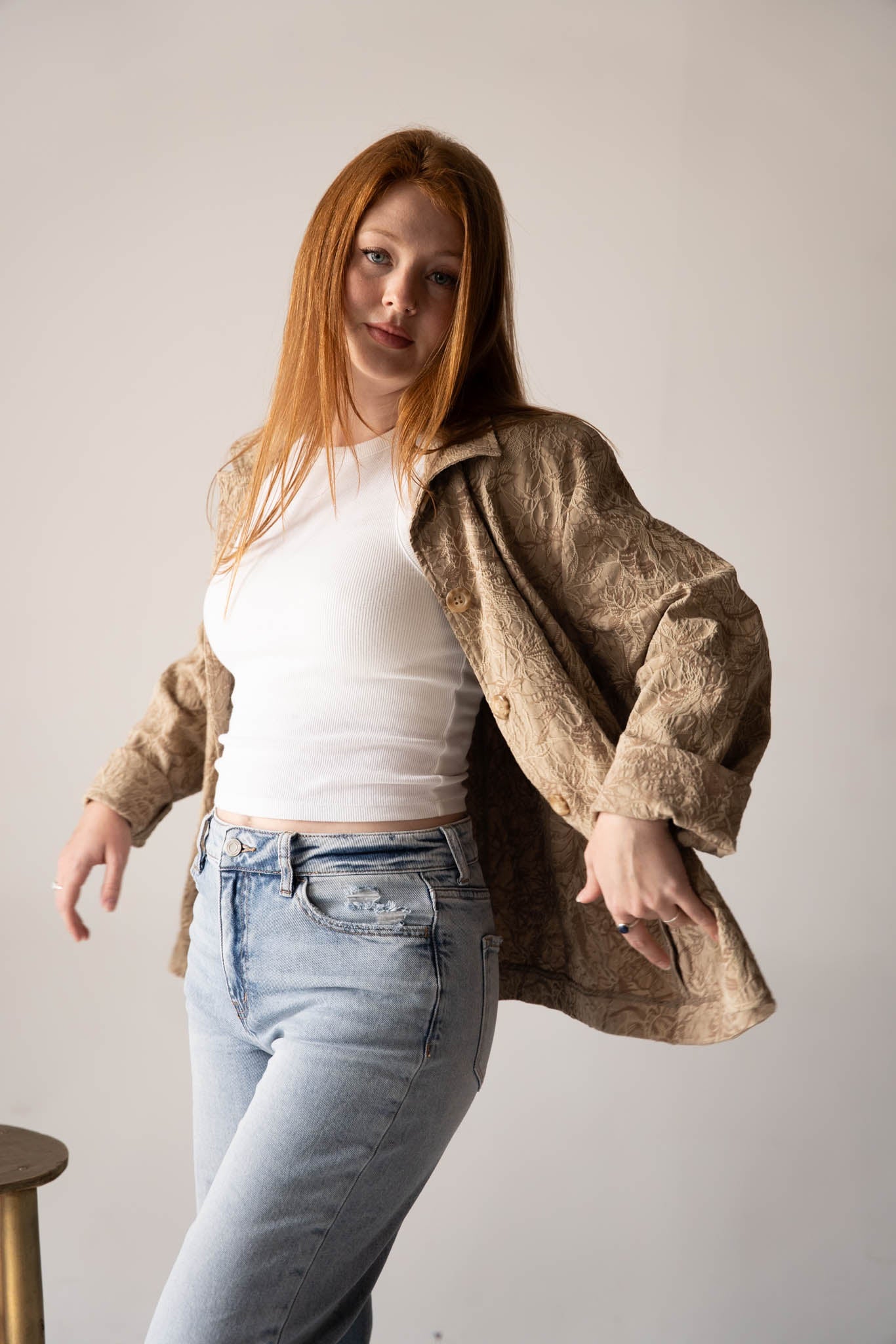 Tan Embroidered Jacket