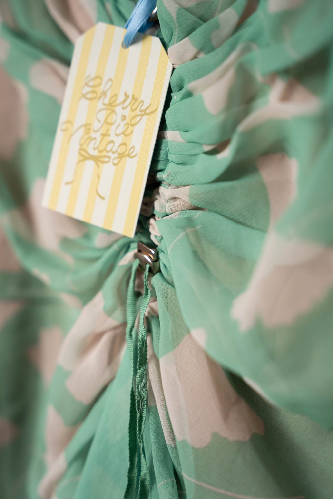 Vintage Green Scrunched High Low Dress