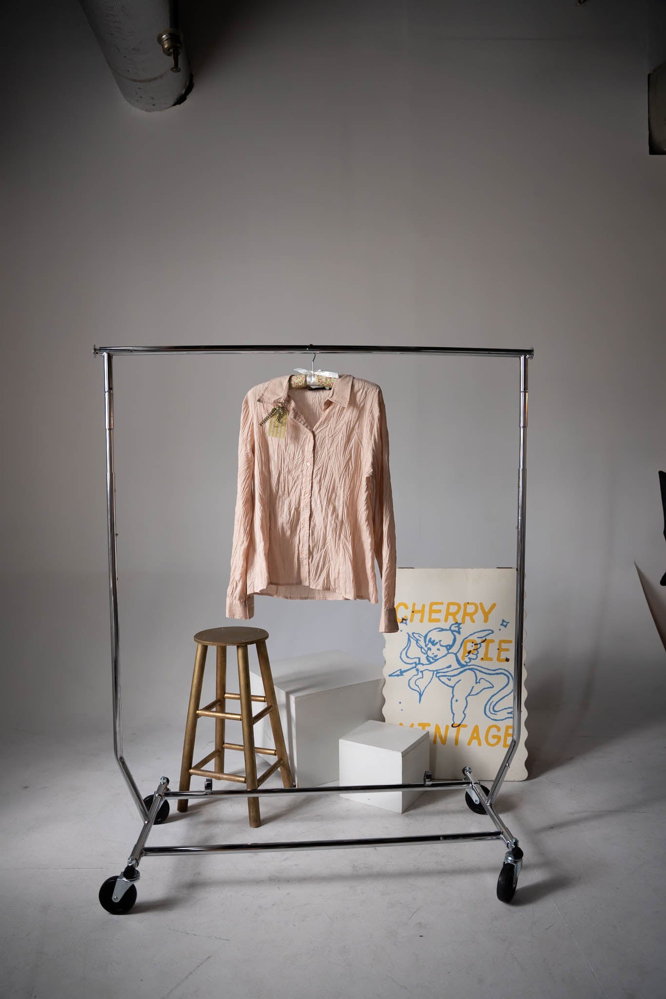 Crinkle Blush Button Down