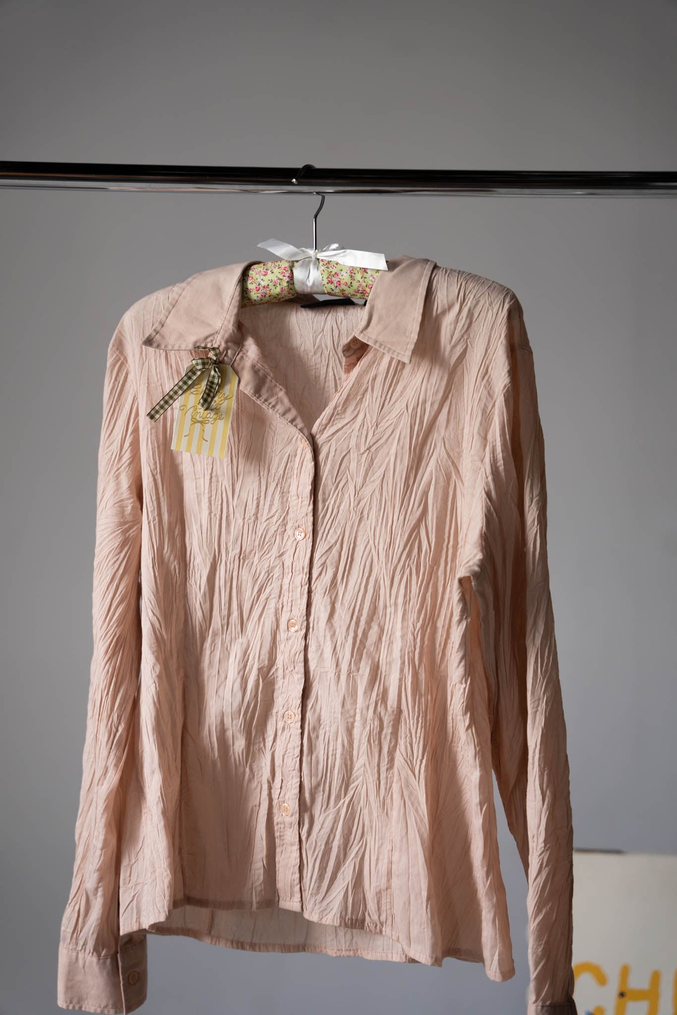 Crinkle Blush Button Down