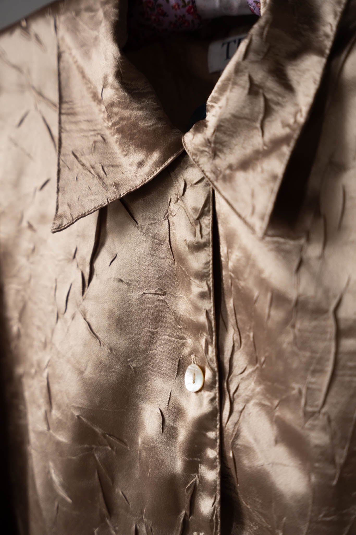 Silk Crinkle Gold Button Down