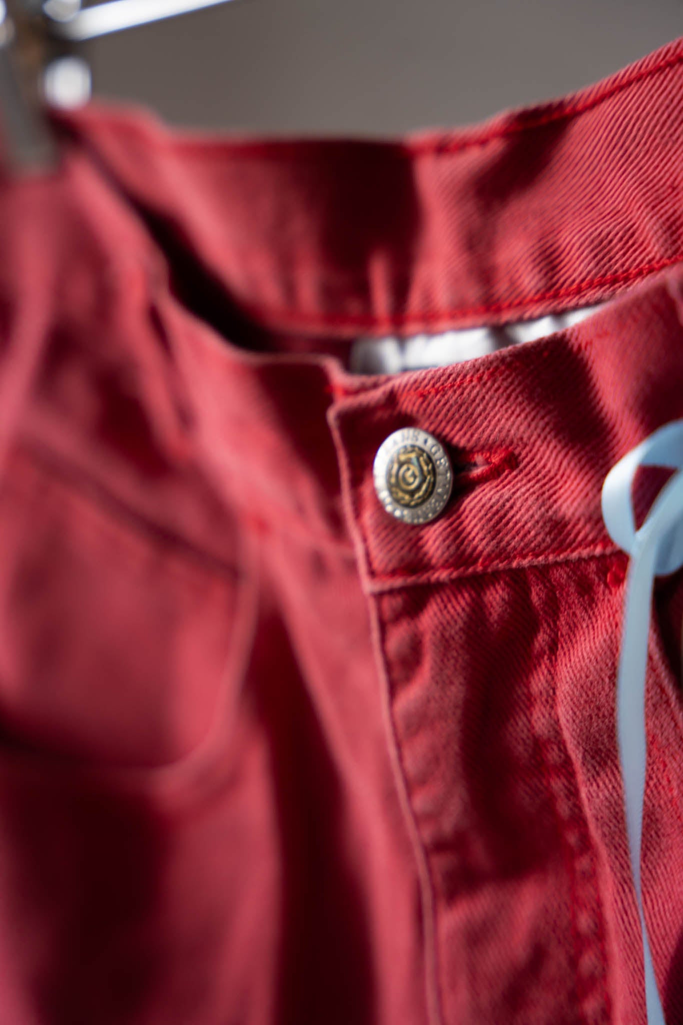 Red Denim Longline Shorts