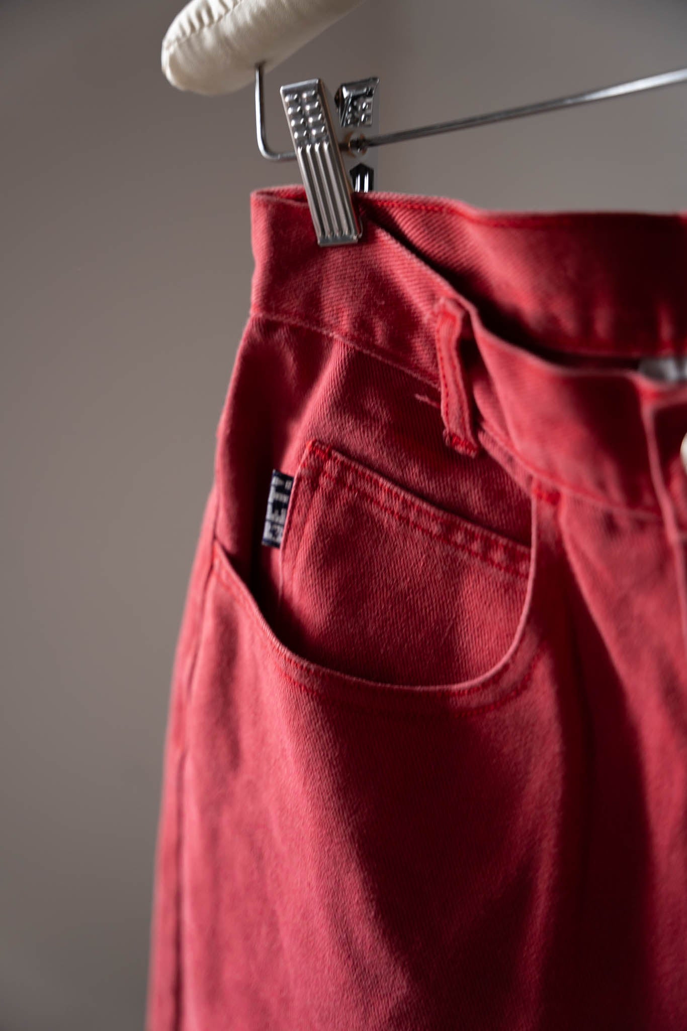 Red Denim Longline Shorts