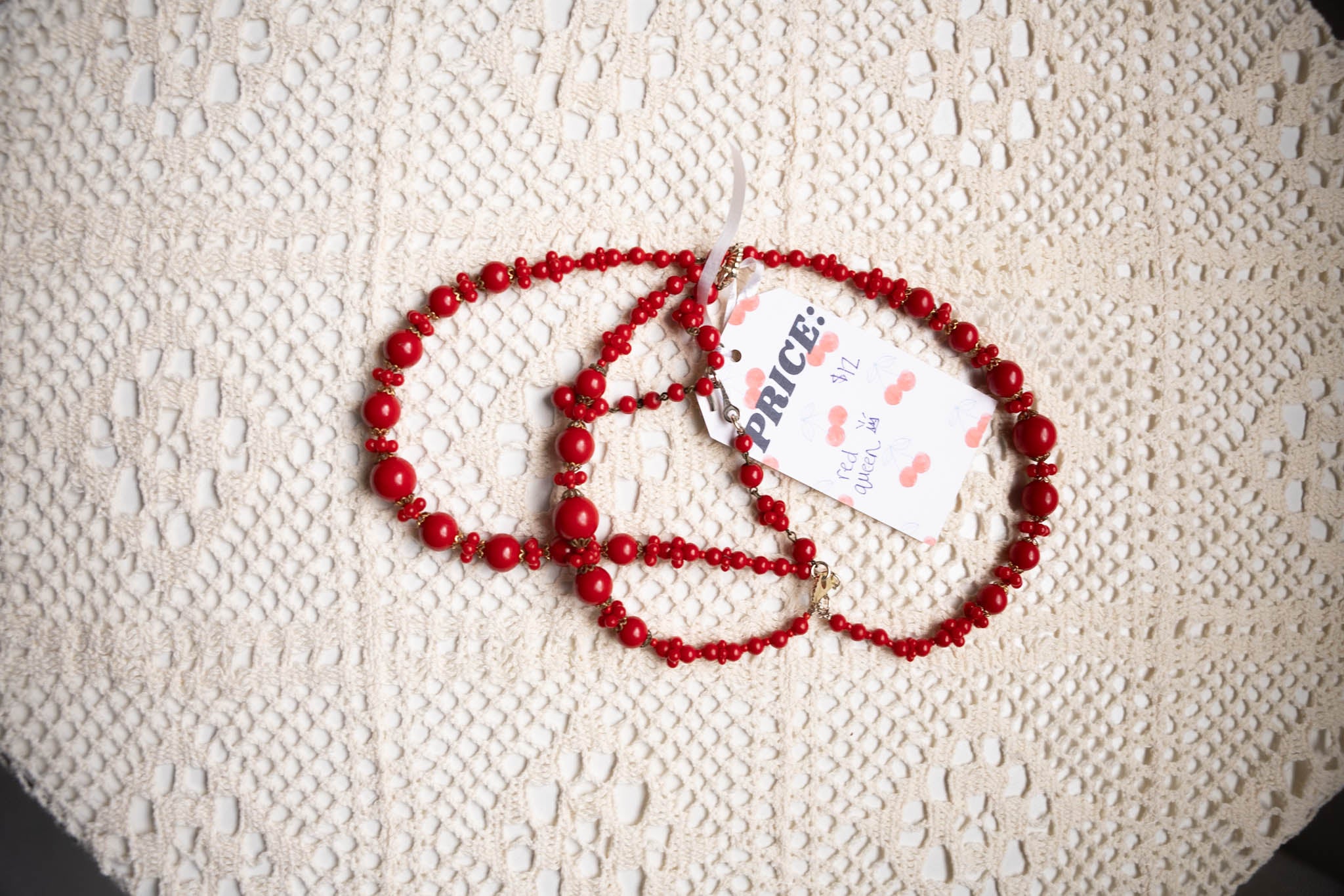 Beaded Red Layered Necklace