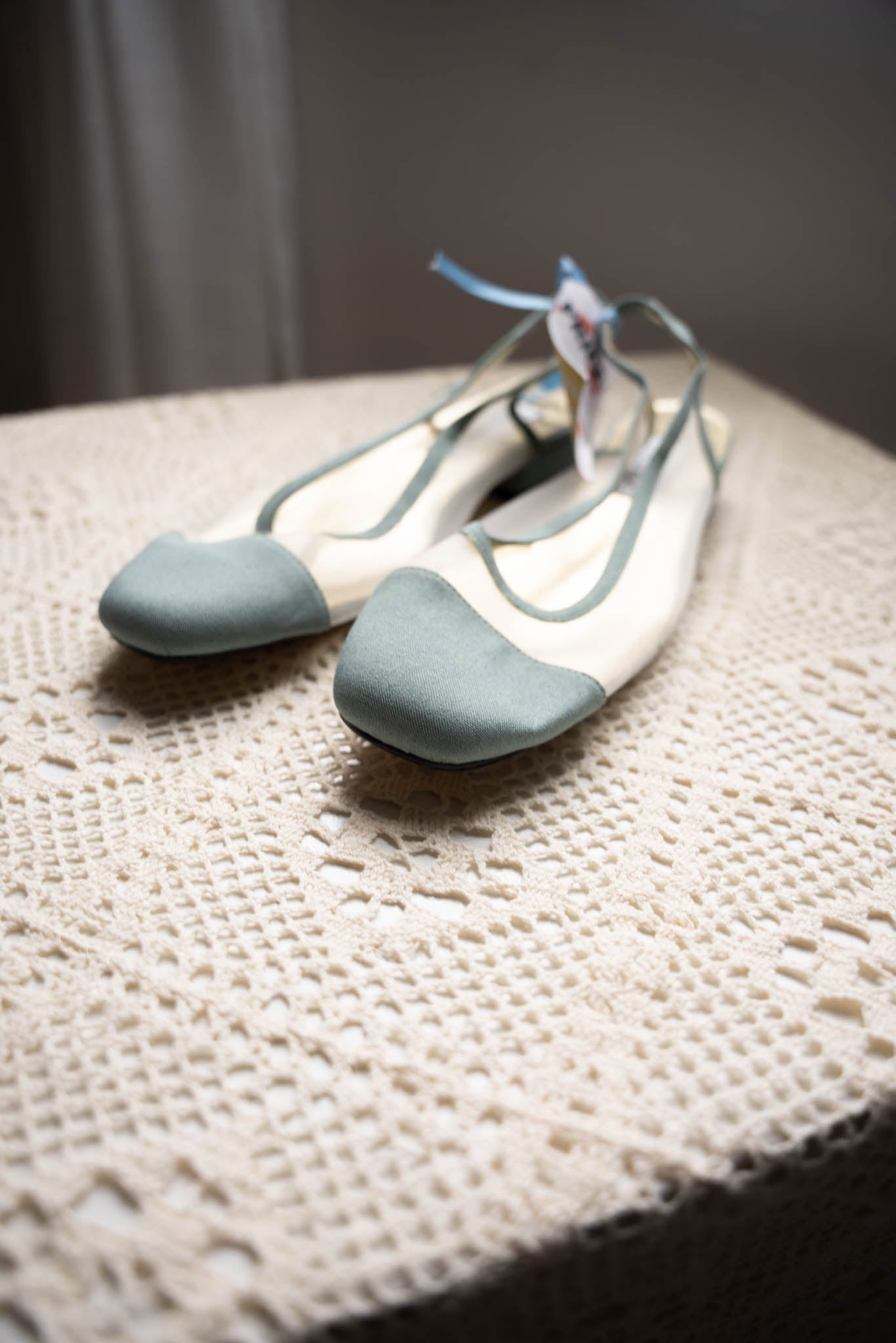 Mesh Sage Slingback Flats