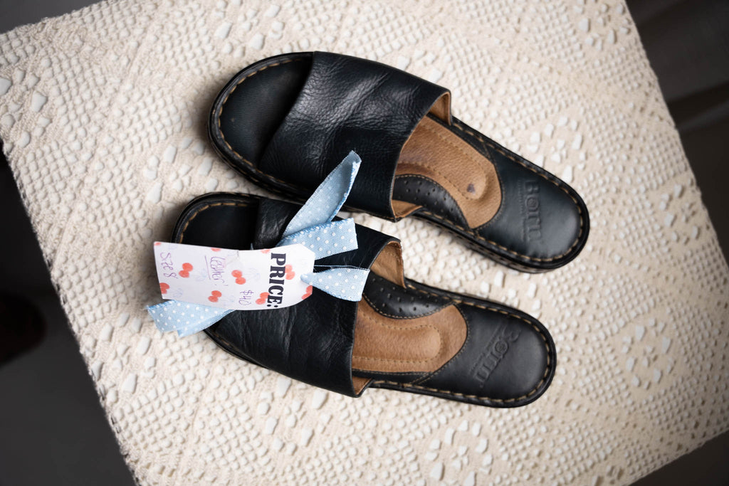 Navy Genuine Leather Sandals