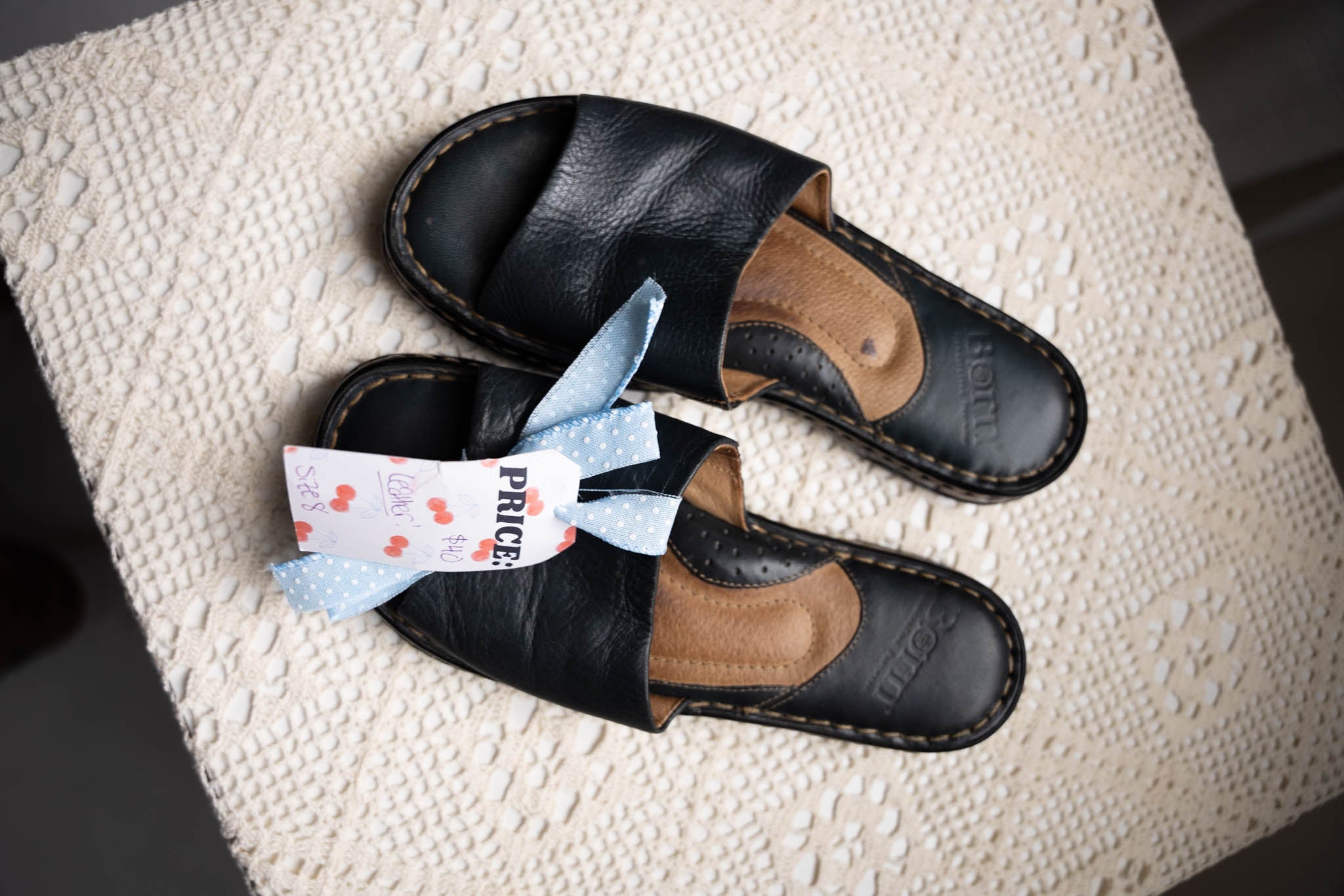 Navy Genuine Leather Sandals