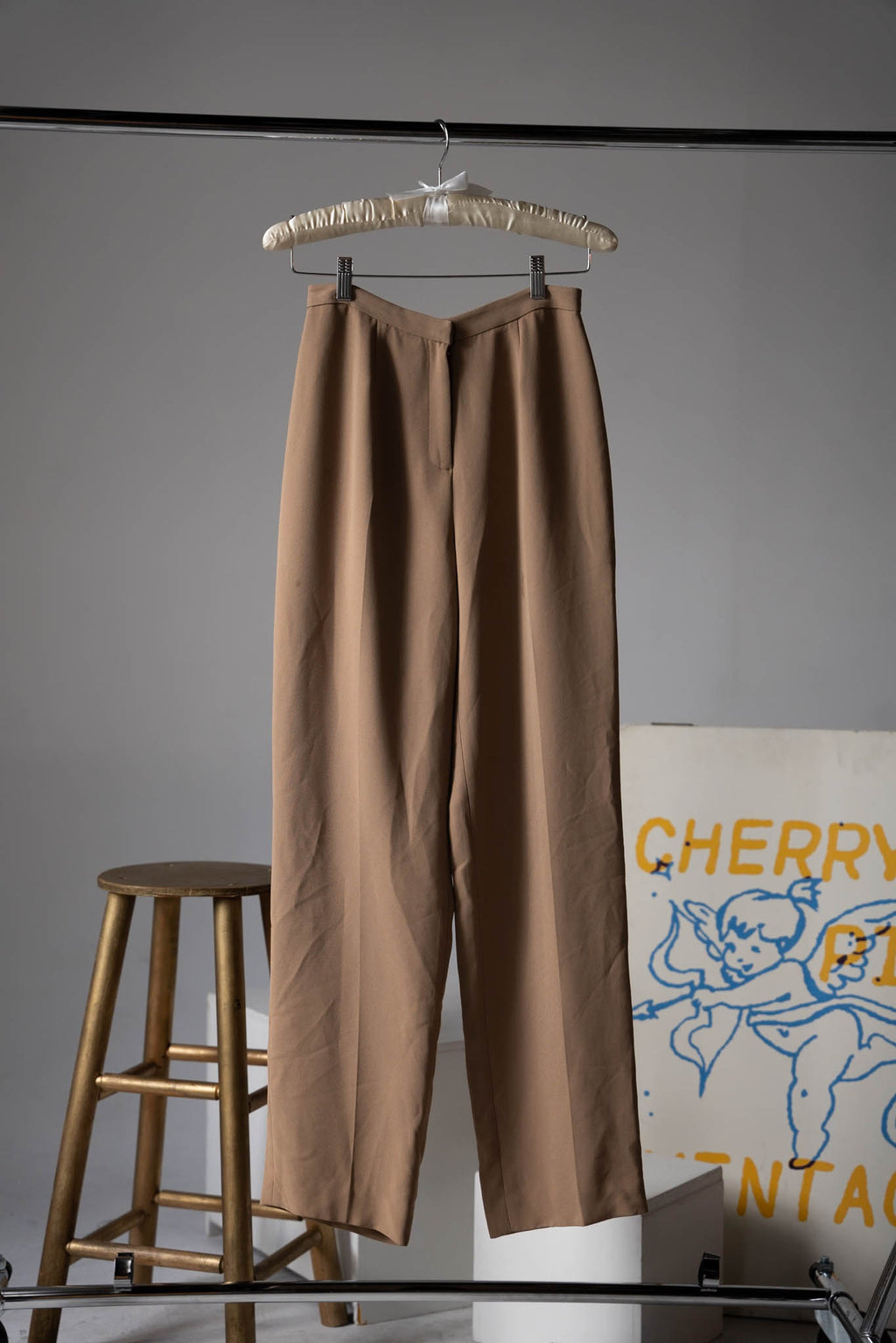 Camel Mid-Rise Trousers