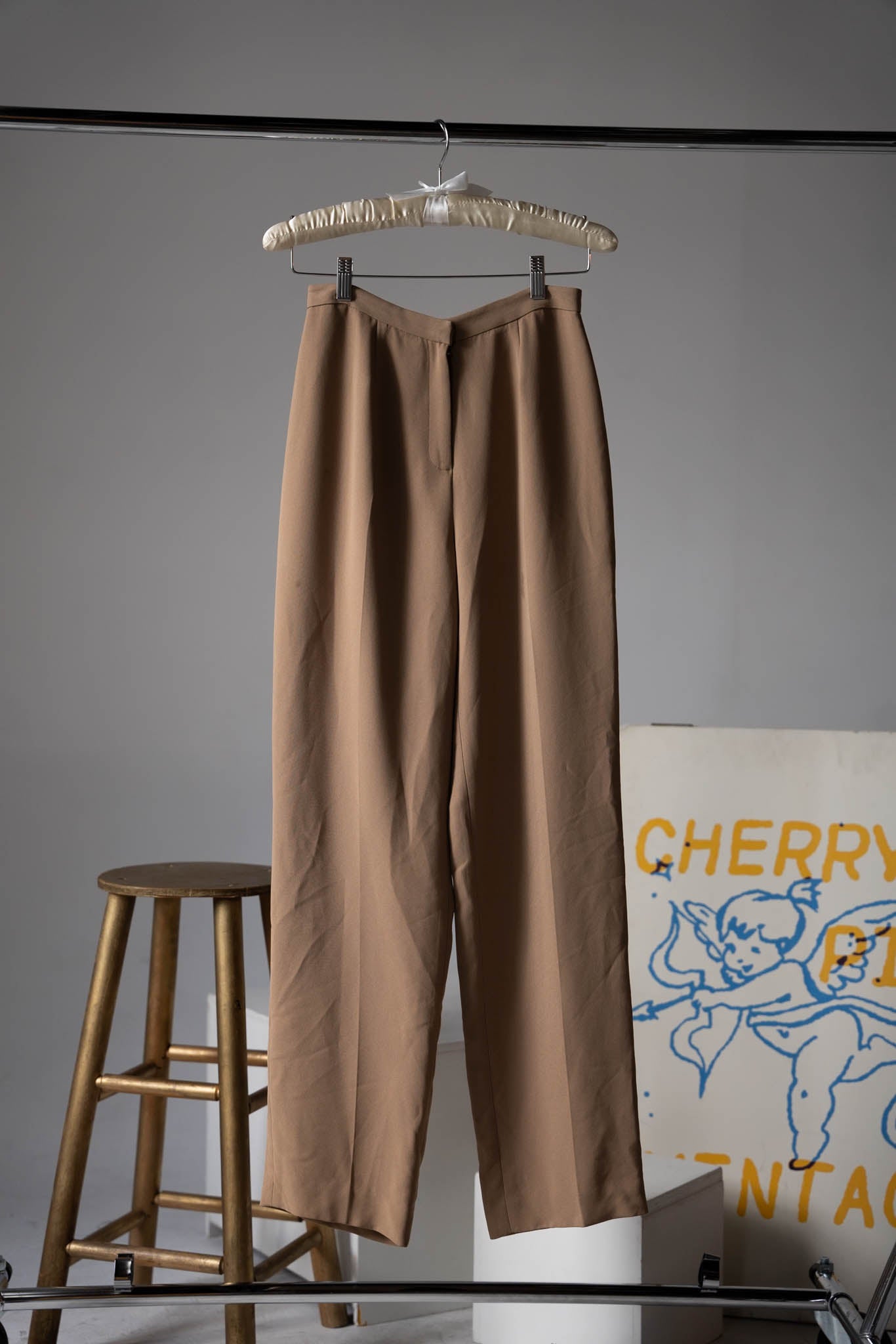 Camel Mid-Rise Trousers