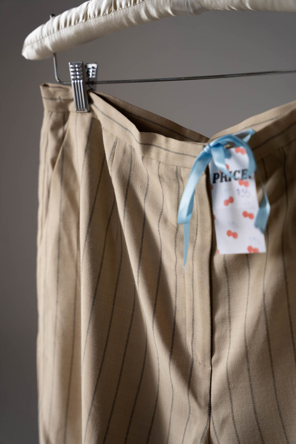 Beige Pinstripe Trousers