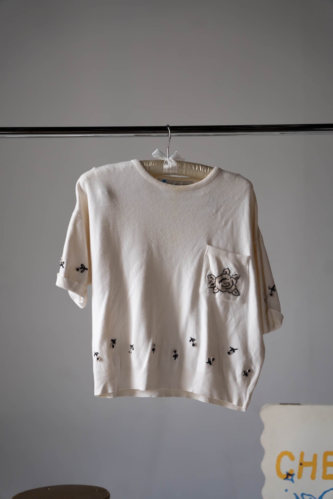 Floral Sweater Pocket Top