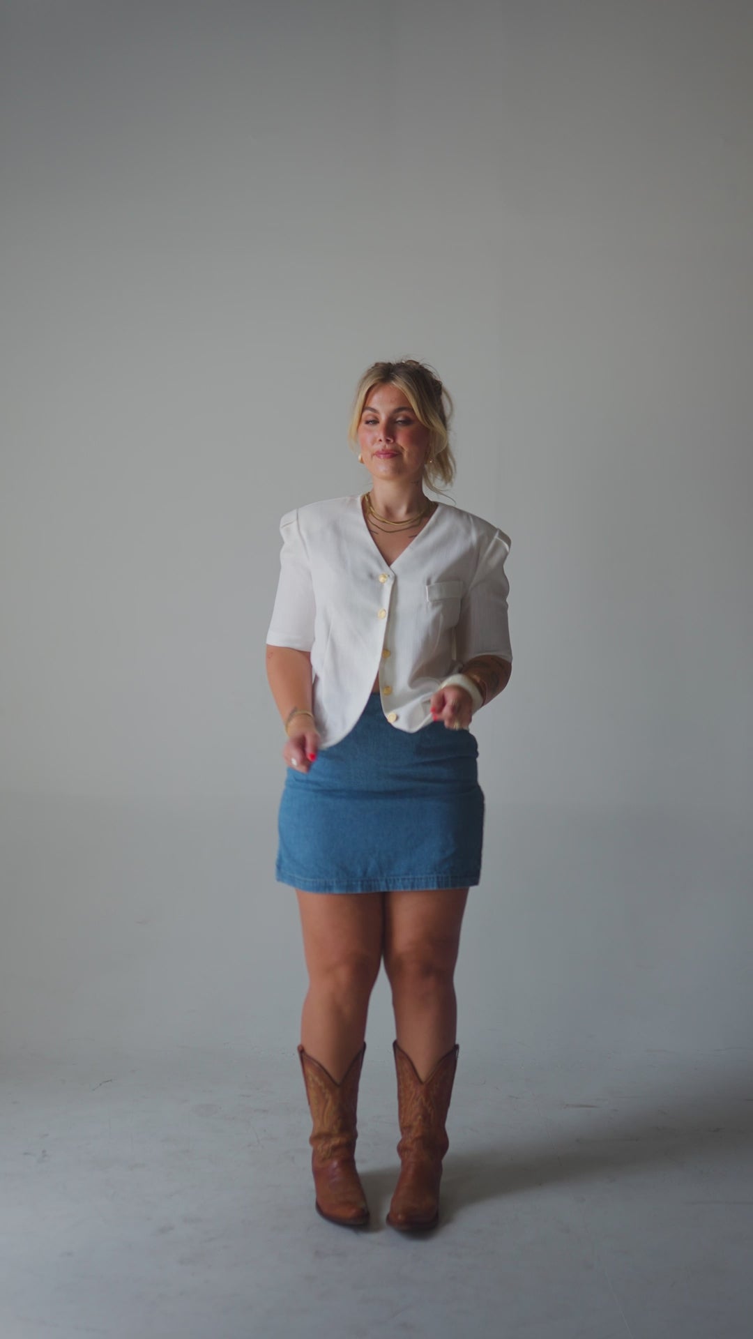 White Linen Button Blouse